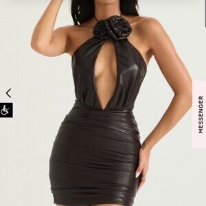 House of CB Olivia Bitter Chocolate Vegan Leather Mini Dress